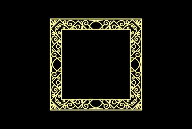 Golden square ornament frame logo icon illustration vector