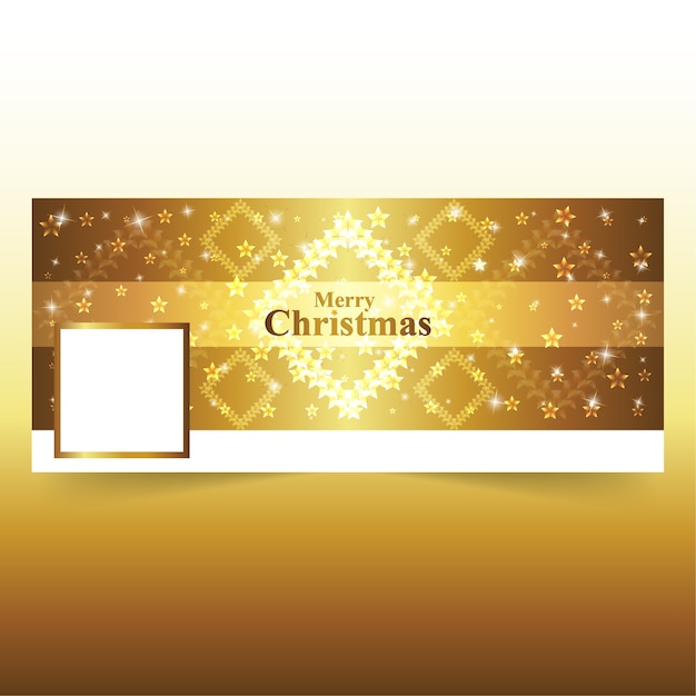 Golden square stars christmas facebook cover