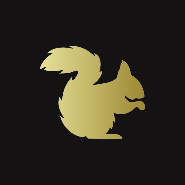 Golden squirrel logo with a black background