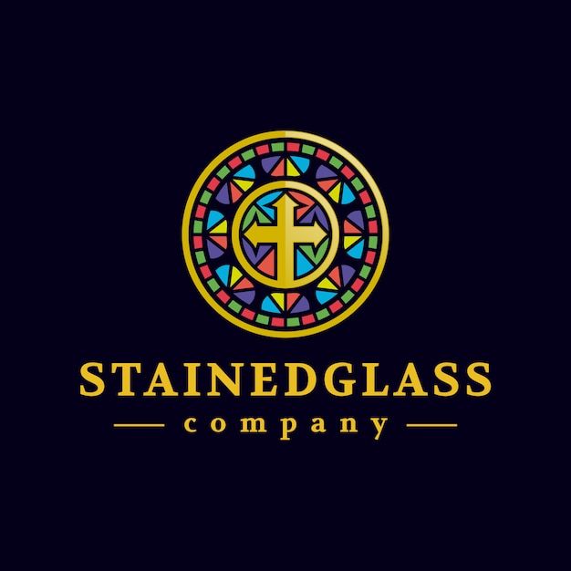 Golden stained glass window logo design