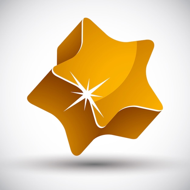 Vector golden star 3d vector icon.