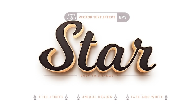 Golden Star Editable Text Effect, Font Style