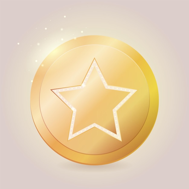 Golden star icon on internet button. vector illustration