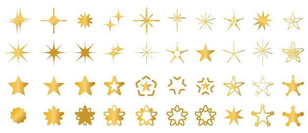 Vettore set di icone golden star collezione di stelle semplici moderne illustrazione vettoriale