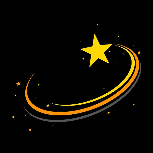 어두운 배경 기술 원 로고 및 기호에 골든 스타 로고 벡터 아이콘 디자인 슈팅 스타 기호 그림