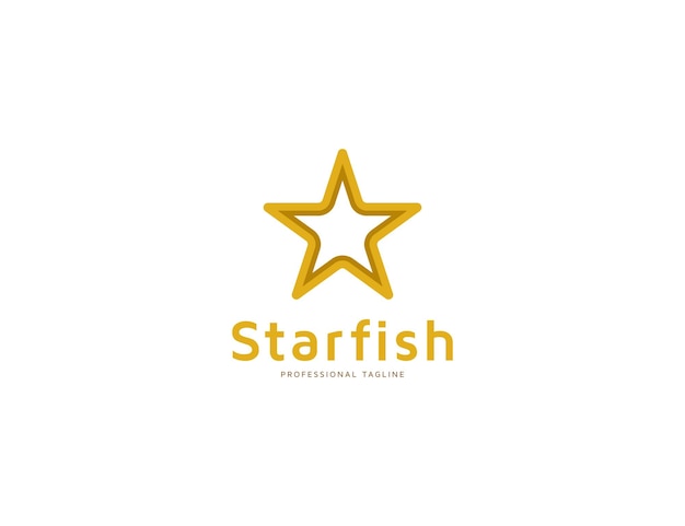 Golden starfish logo design illustration