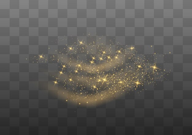 golden stars shine with special light     Sparkling magical dust particles