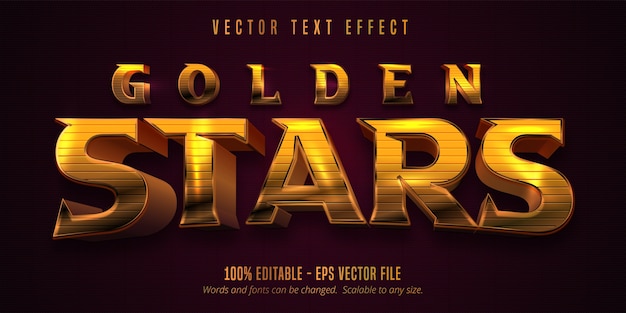 金色の星のテキスト、光沢のある金色のスタイルの編集可能なテキスト効果
