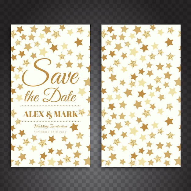 Golden stars wedding card design