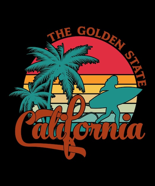 the golden state california vintage tshirt design