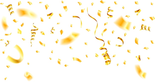 Vector golden streamer and confetti