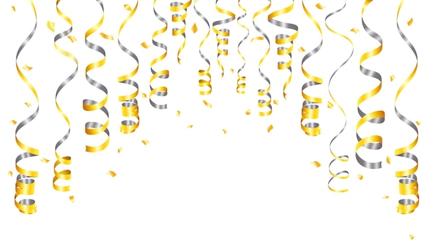 Vector golden streamer en confetti