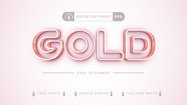 Golden Stroke Editable Text Effect, Font Style