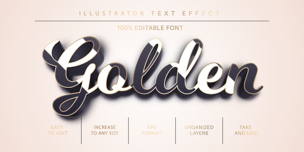 Golden stroke text style, font effect