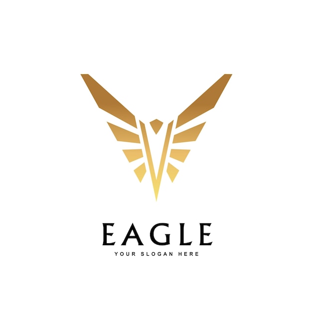 Vector golden strong eagle hawk falcon monogram badge logo ontwerp vector