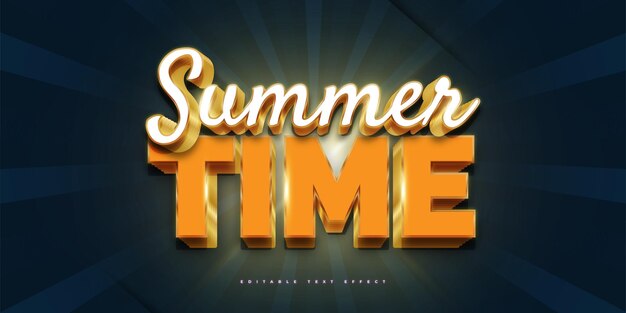 Vector golden summer time text style with 3d embossed effect editable text style effect