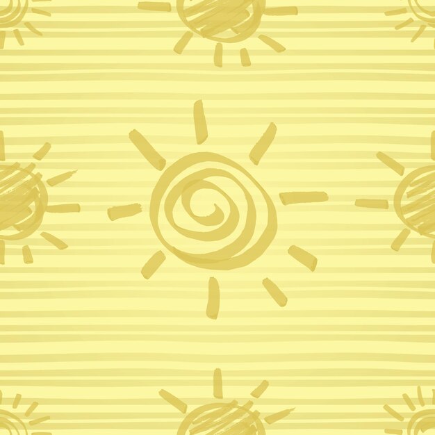 Vector golden sun seamless pattern