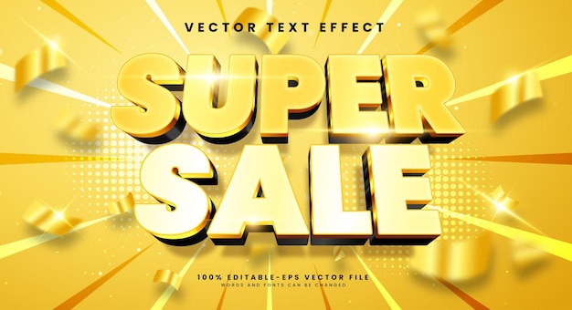 Effetto di stile di testo vettoriale modificabile 3d super vendita d'oro adatto per il nome del prodotto di promozione