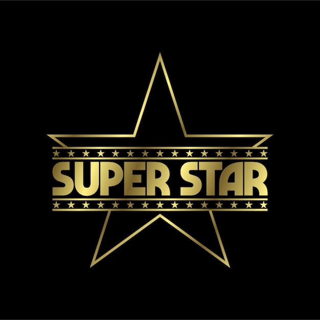 Golden super star testo logo segno simbolo super star illustrazione vettoriale