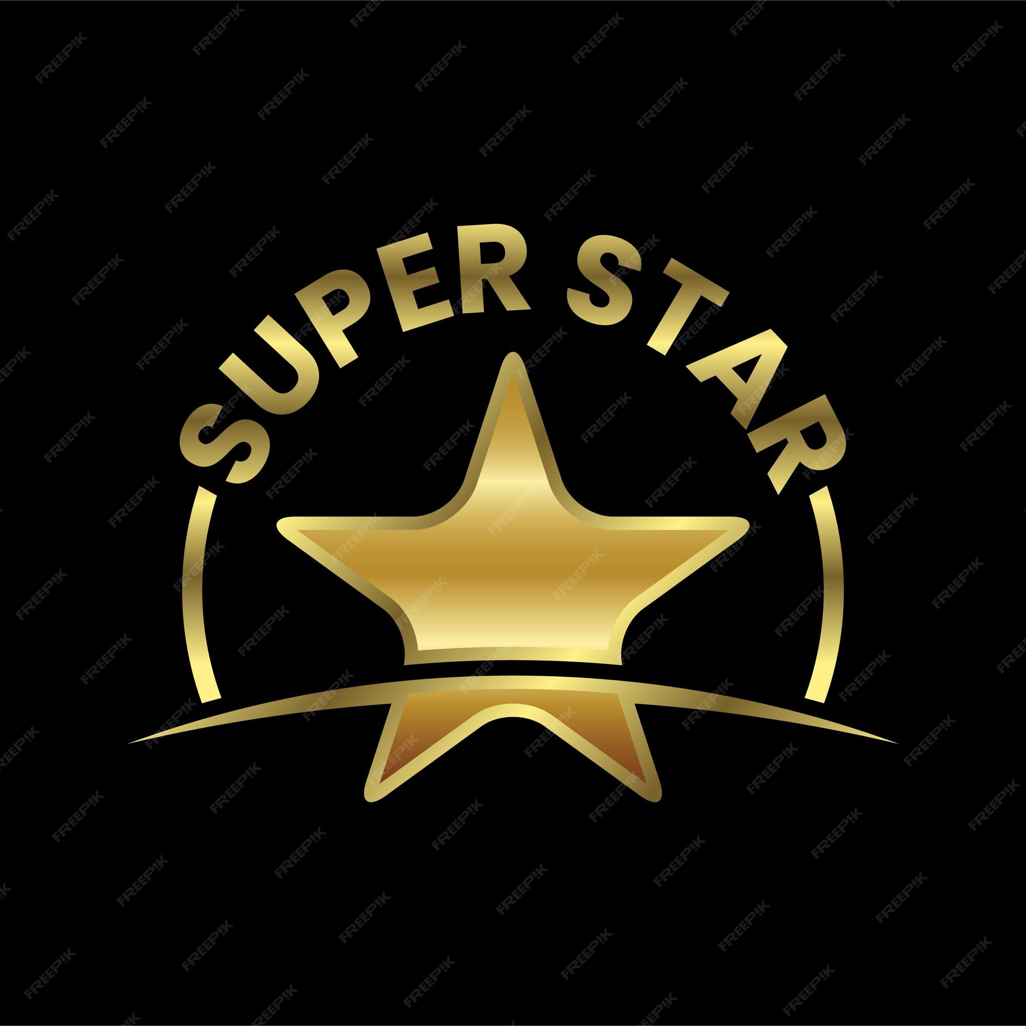 Premium Vector  Golden super star text logo sign symbol super star