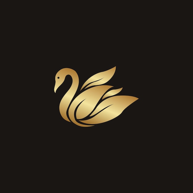 Golden swan logo on a black background