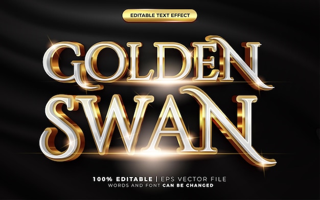 Golden swan luxury white golden sparkle modello di effetto stile testo effetto testo modificabile