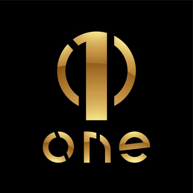 Golden Symbol for Number 1 on a Black Background Icon 2