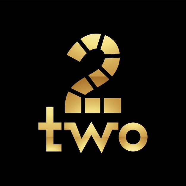 Golden Symbol for Number 2 on a Black Background Icon 2