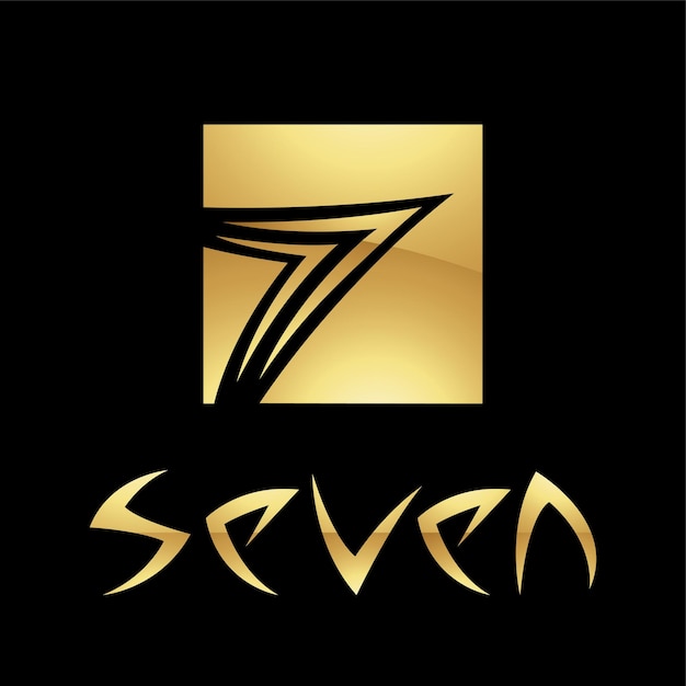 Золотой символ числа 7 на черном фоне иконы 5