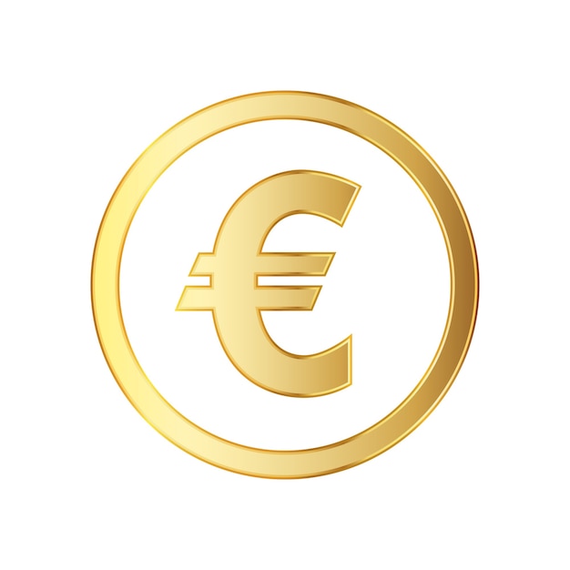 Золотой символ валюты евро, изолированные на белом фоне