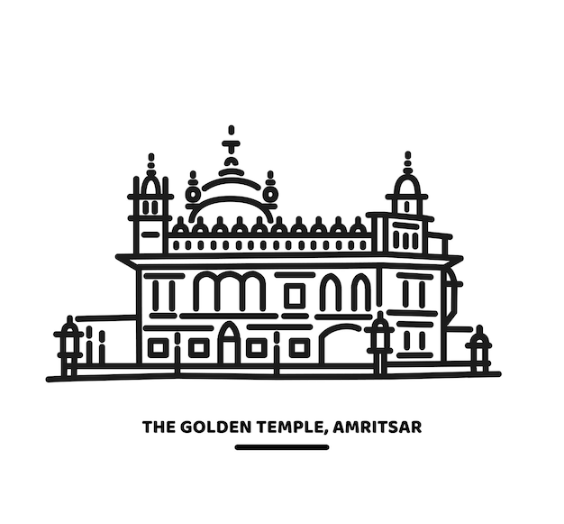 Vector golden temple amritsar vector graphic illustration