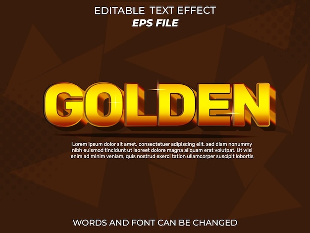 golden text effect font editable typography 3d text