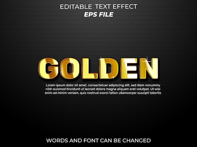 golden text effect font editable typography 3d text