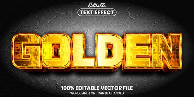 Golden text, font style editable text effect