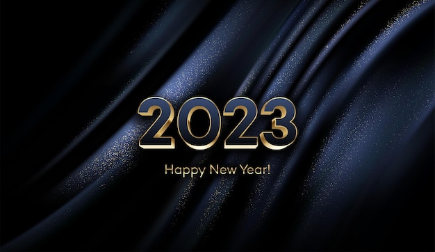 Golden text new year 2023 on the black background