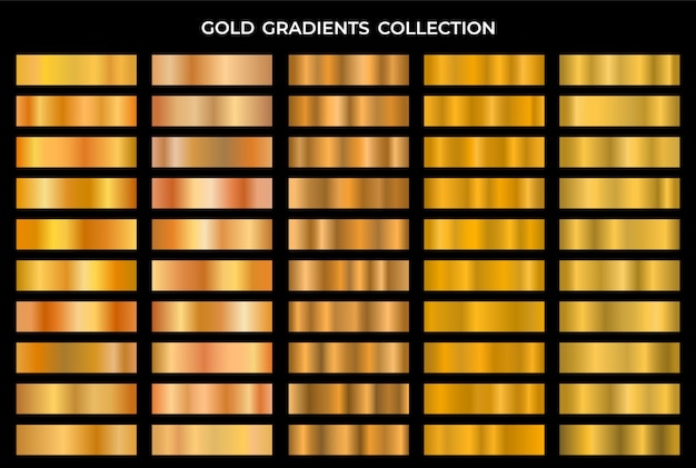 Vector golden texture gradation set.