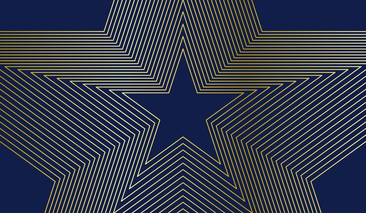 Vector golden thin line star background template copy space for poster, brochure, flyer, or banner.