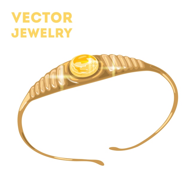 Золотая диадема или корона с круглым желтым сапфиром в центре элегантный браслет