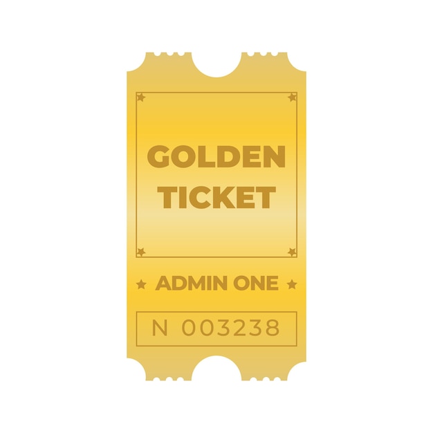 golden ticket coupon vip pass design vector illustration