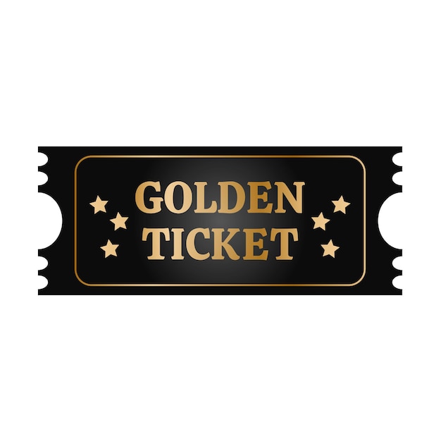 Golden ticket with golden stars