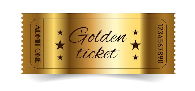 Golden ticket with stars