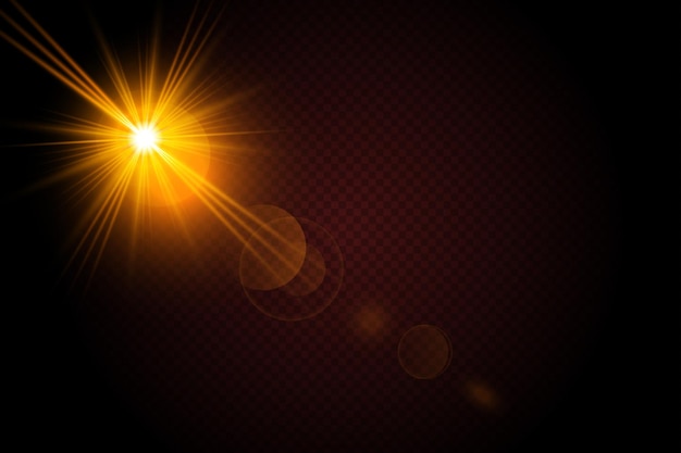 Vector golden transparent light lens flares streaks.