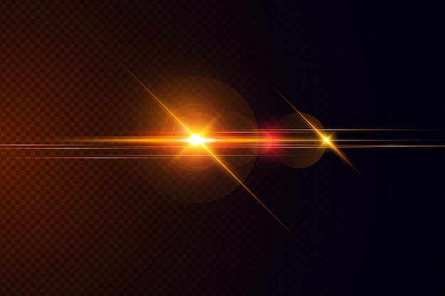 Vector golden transparent light lens flares streaks