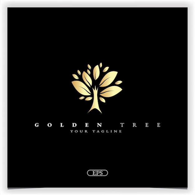 Golden tree logo premium elegant template vector eps 10