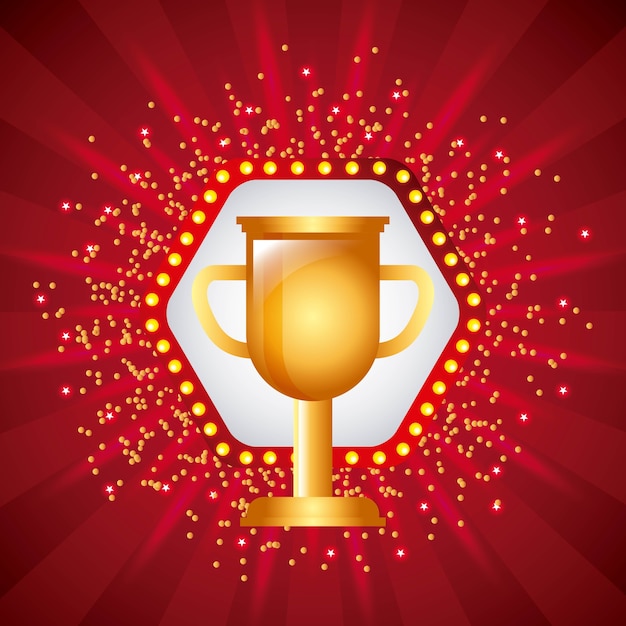 Golden trophy cup award prize icon