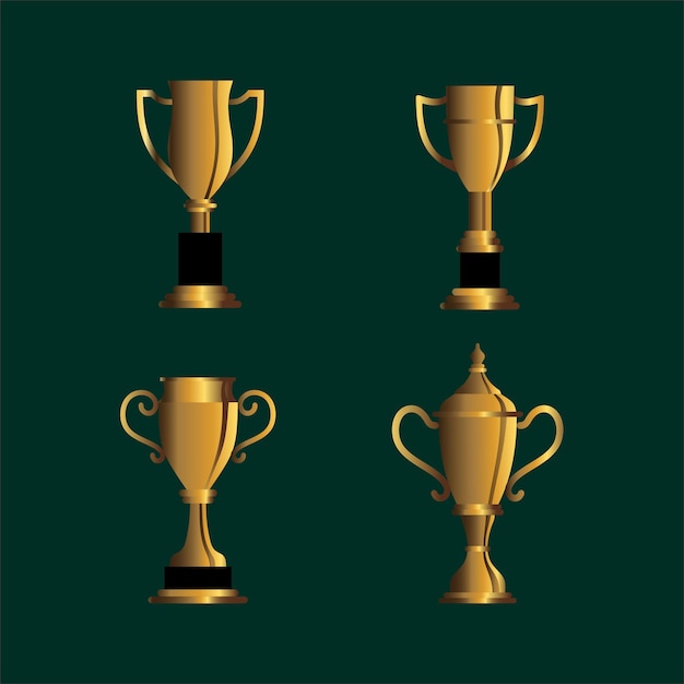 Golden trophy illustration vector bundle