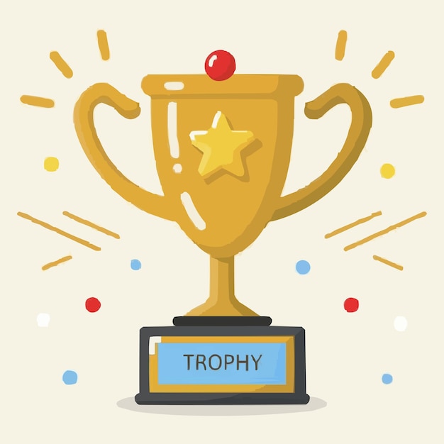 Vector golden trophy set of awards flat design