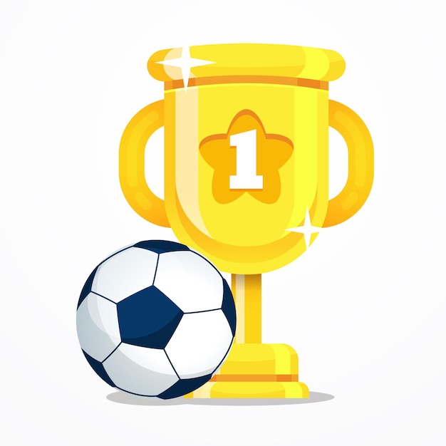 Vector golden trophy with soccerball