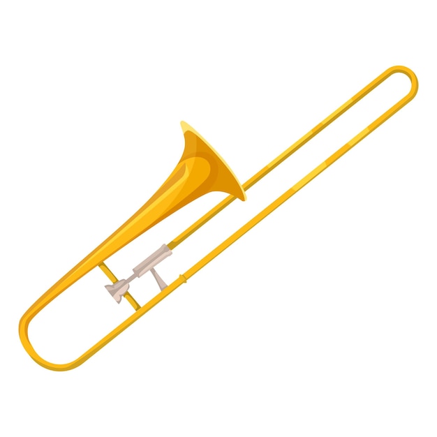 Strumento musicale a tromba d'oro isolato su sfondo bianco icona di design a stile piatto strumento musical classico in ottone illustrazione vettoriale