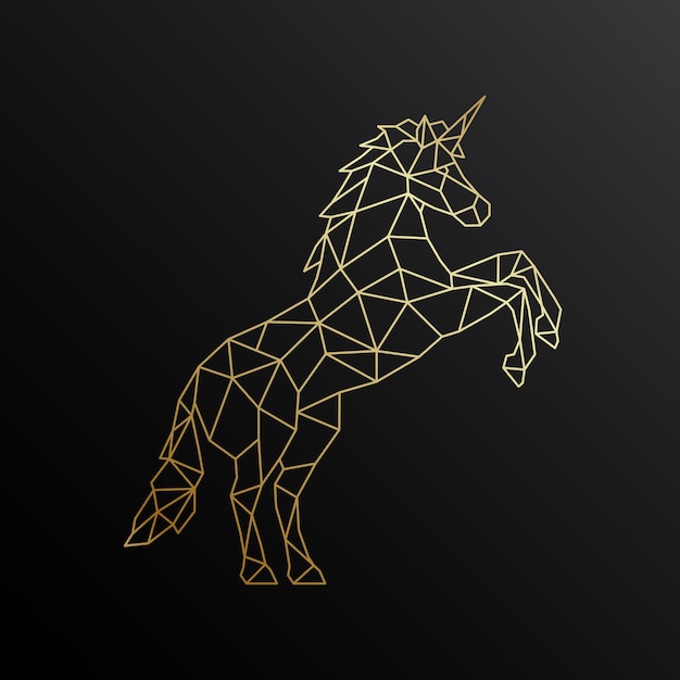 Vector golden unicorn in polygonal style